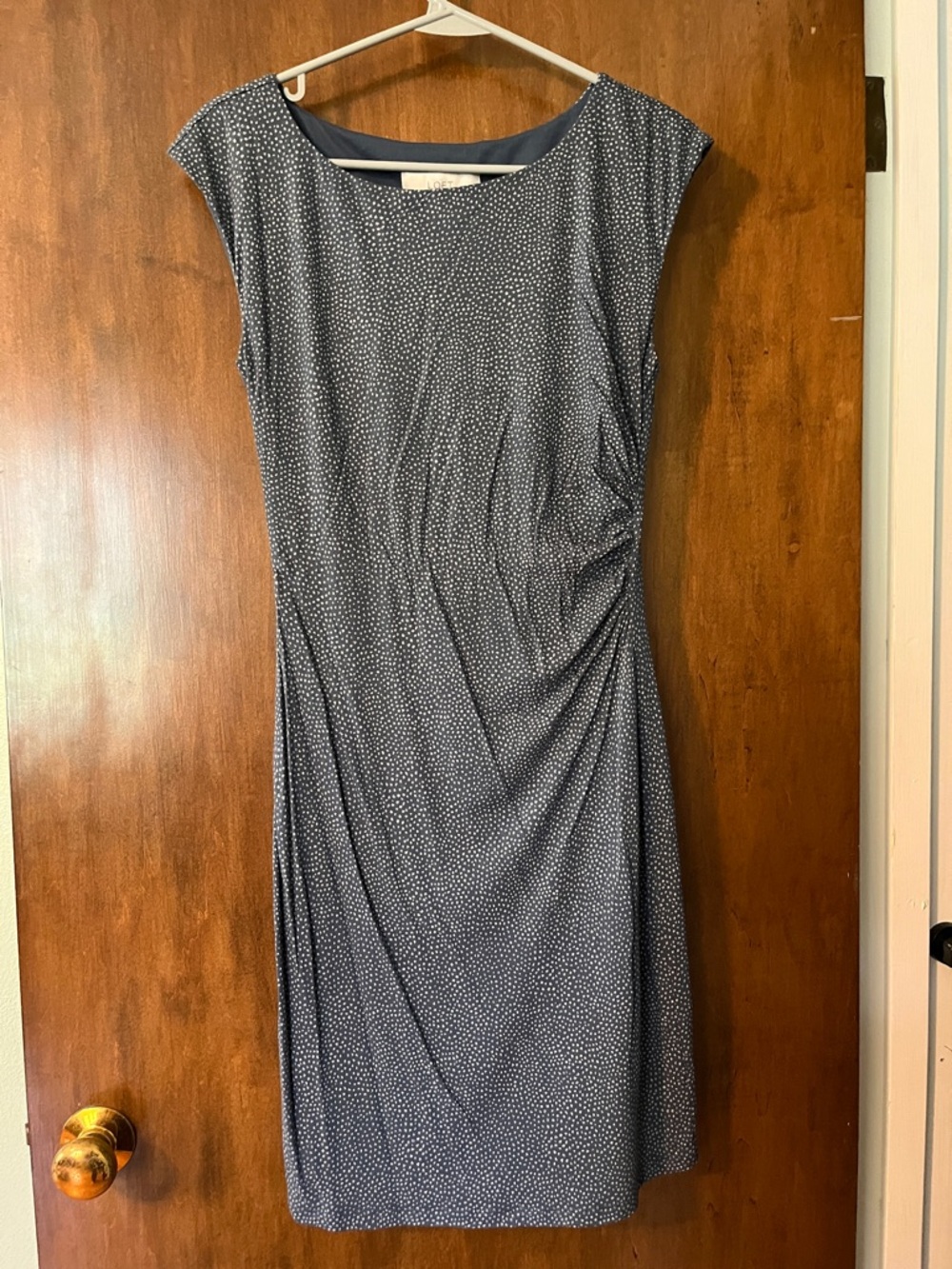 LOFT Navy Dot Midi Dress